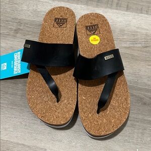 Reef Black Cork Flip Flops